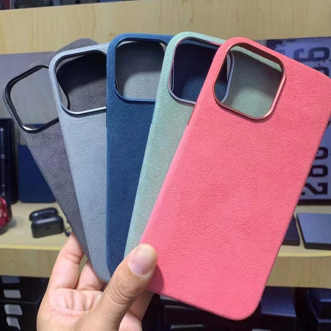 

Pure Real Alcantara Phone Case For iPhone 13 Pro Max Leather Open lens Cases For iphone 13 Pro Magsafe charging Protection Cover