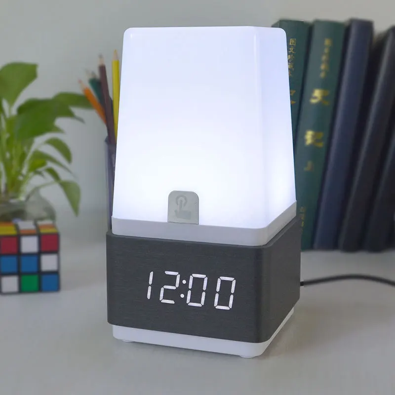 

Light Wooden LED Clock Touch Voice Controlled Luminous Digital Clock Bedroom Desk Clock Light