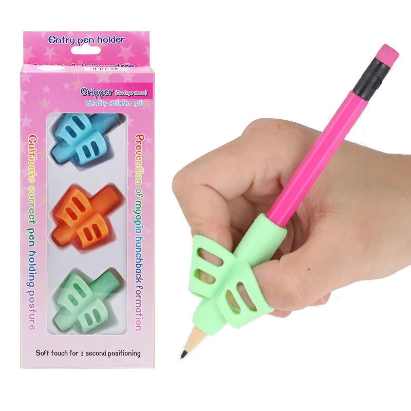 Grasp Two-finger Gel Pen Grips Children Writing Training Correction Tool Pens Holding For Kids Gifts