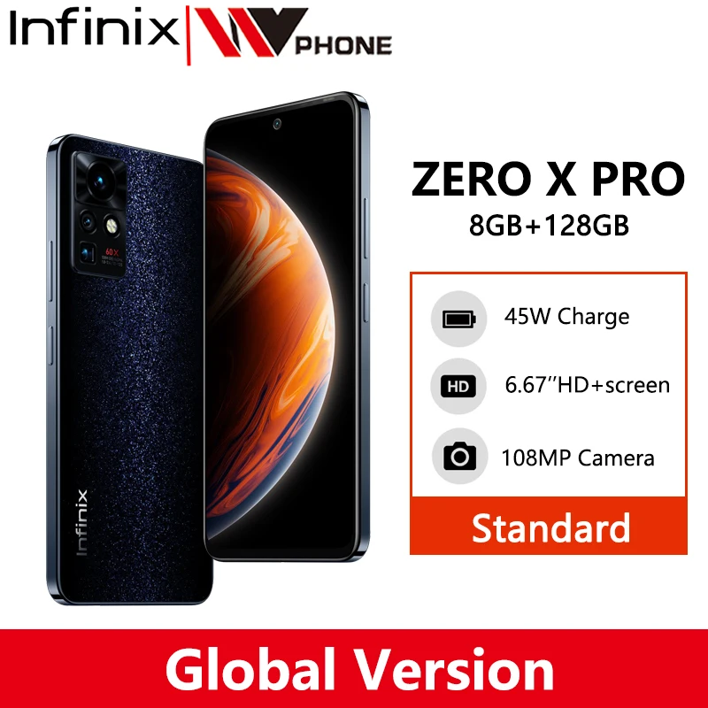 Global Version Infinix ZERO X PRO 8GB 128GB 6.67'' Display Smartphone Helio G95 120Hz Refresh Rate 108MP Camera 45W Super Charge