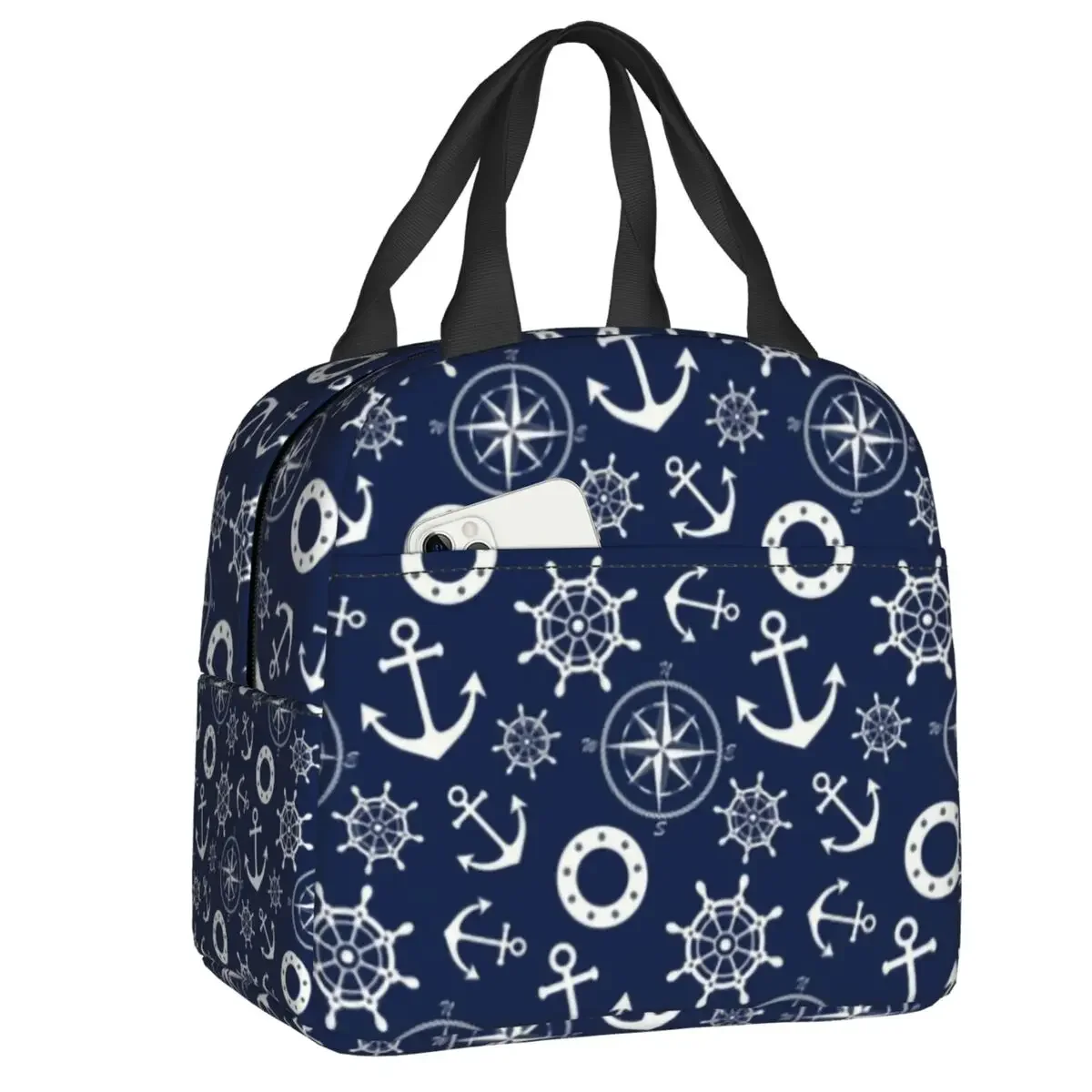 

Морская изолированная сумка для ланча с морским колесом и якорем для кемпинга, путешествий, водонепроницаемая Термосумка для ланча, женская, детская сумка для еды