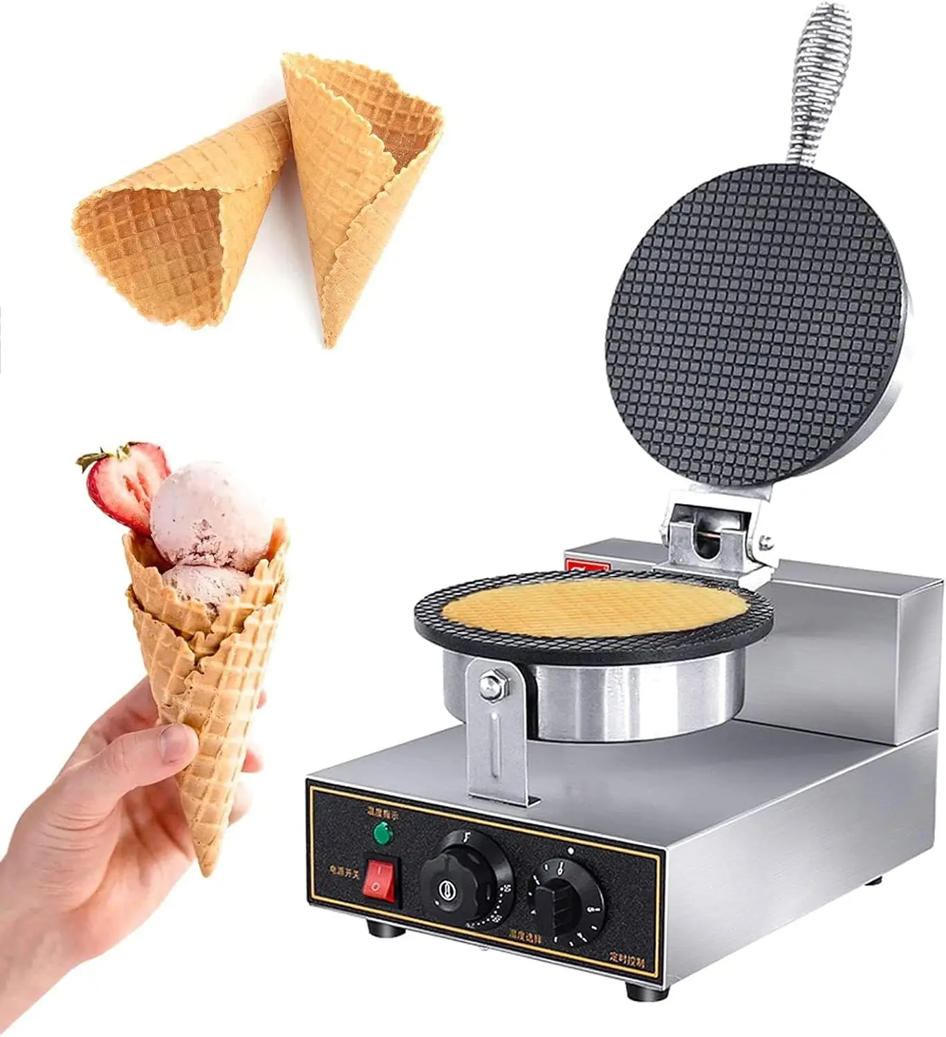

Cream Cone Waffle Maker Machine 1200W Stainless Steel Nonstick Surface for Commercial Home Use ( Ice Cream Cone Waffle Maker Mac