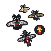 100pcslot luxury fashion stripe bee embroidery patch animal bag shoes clothing decoration sewing accessory craft diy applique
