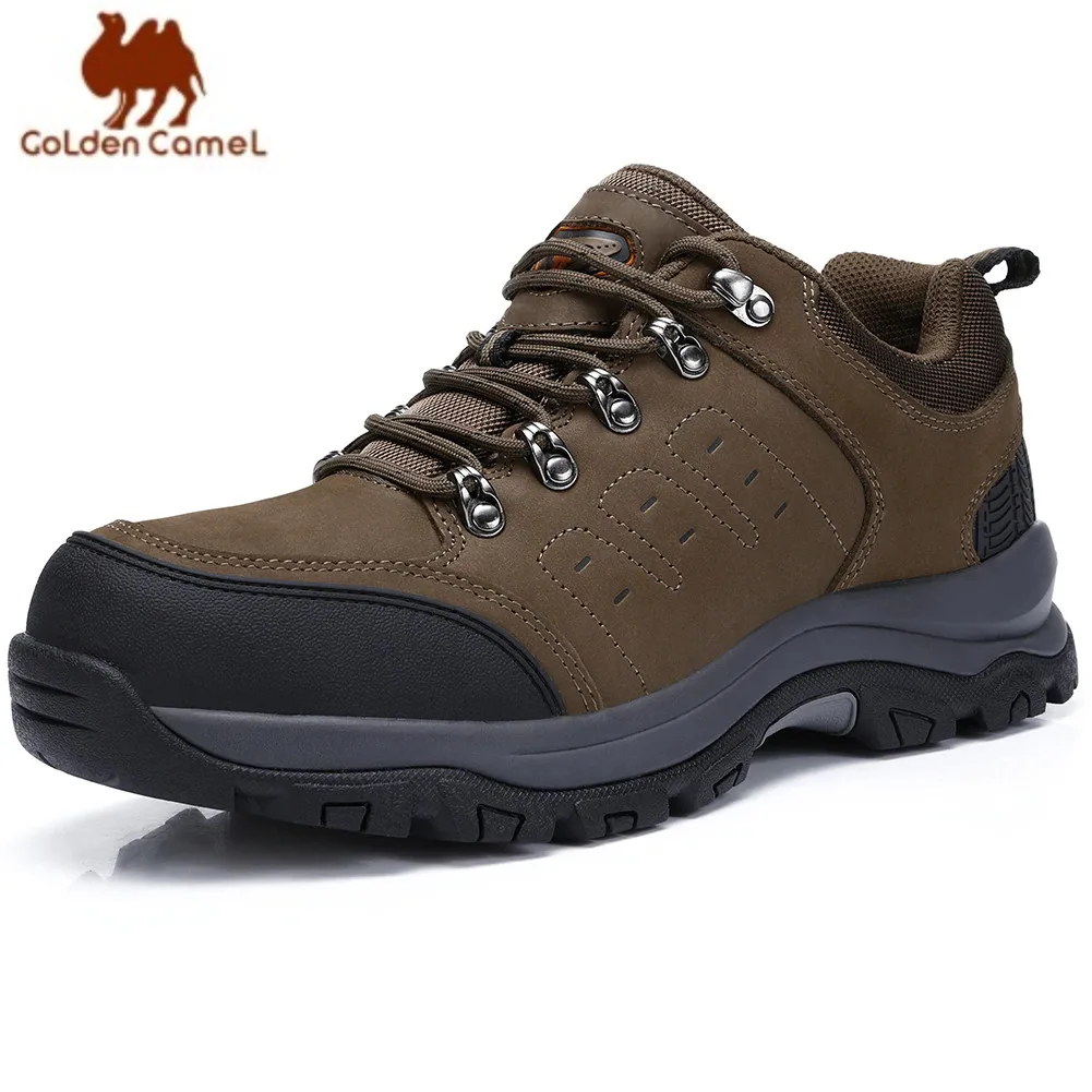 GOLDEN CANMEL Outdoor Waterproof Hiking Shoes Leather Trekking Shoes for Men 2023 New Sports Training Climbing Male Sneakers