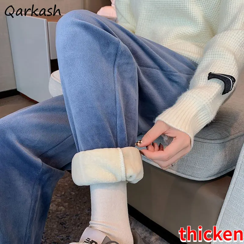 

Повседневные шаровары с высокой талией, женские новые зимние однотонные плотные теплые мягкие свободные простые универсальные модные шикарные шаровары со шнуровкой для отдыха