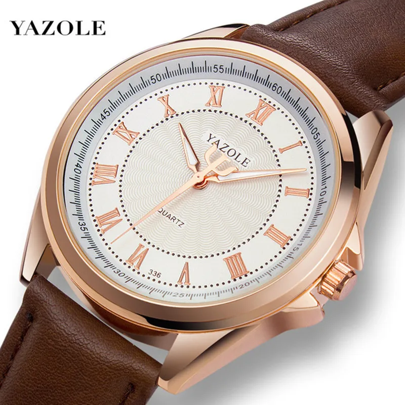 

YAZOLE New Man Watch for Men Top Brand Luxury Fashion Leather Men's Watches Rose Gold Case Relojes Hombre часы мужские наручные