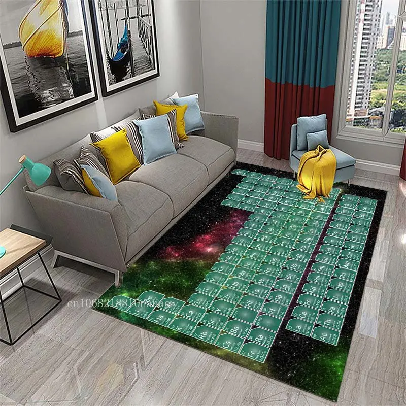 

Galaxy Periodic Table of Elements Carpet for Living Room Students Bedroom Area Rug Non-slip Floor Rug Educational Mat Home Decor