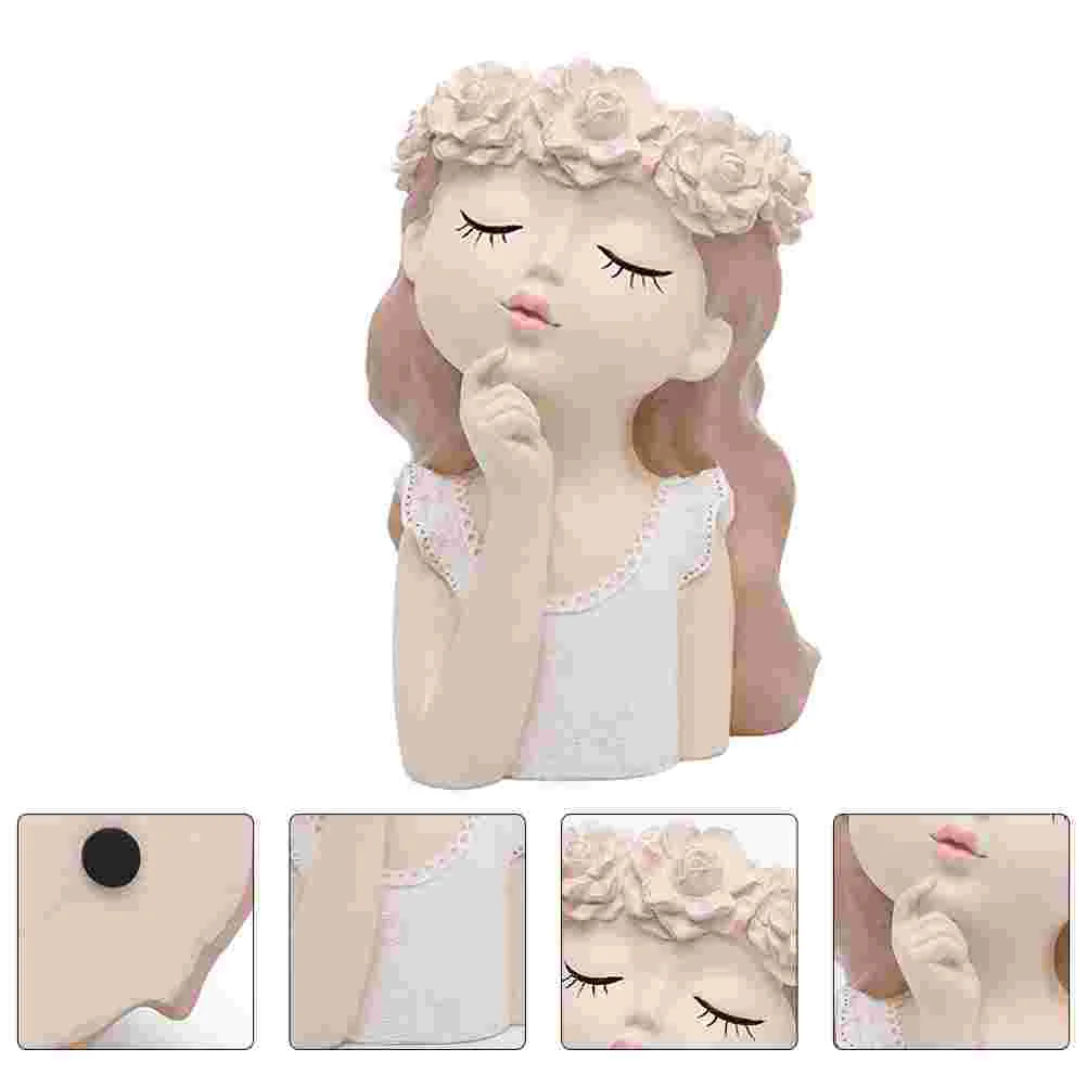 

1 pc Face Succulent Planter Pot Resin Head Face Flower Vase Girls Succulent Flower Pot Resin Girl Face Vase