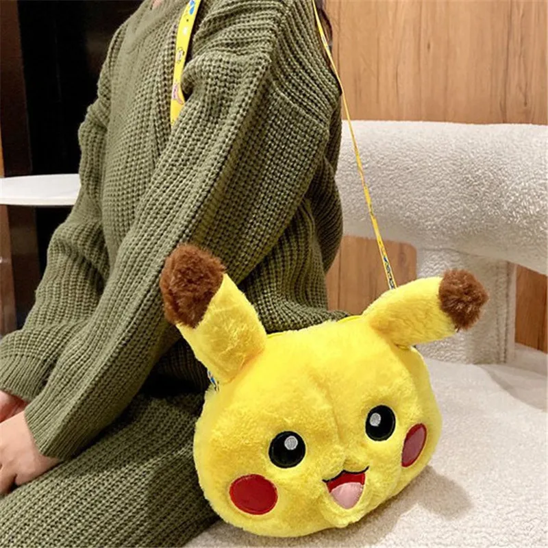 Pokemon Pikachu Plush Shoulder Bag Cartoon Psyduck Snorlax Plush Bag Squirtle Charmander Messenger Bag Birthday Gift for Kids