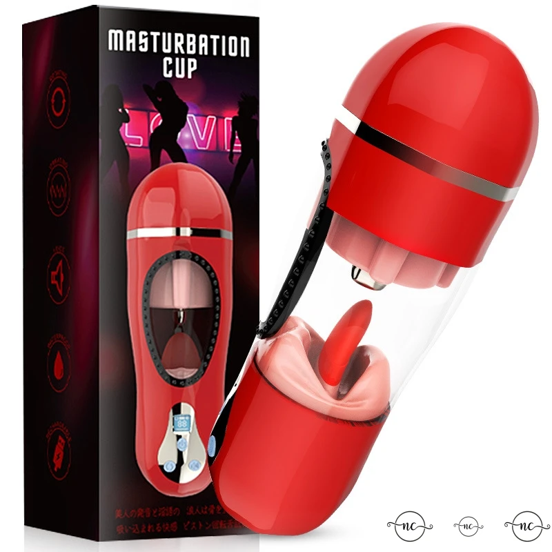 

Vagina Mouth Tongue Lick Vibrator Deep Throat Pocket Pussy Male Masturbator Cup Penis Suck Massager Real Vagina Sex Toys for men