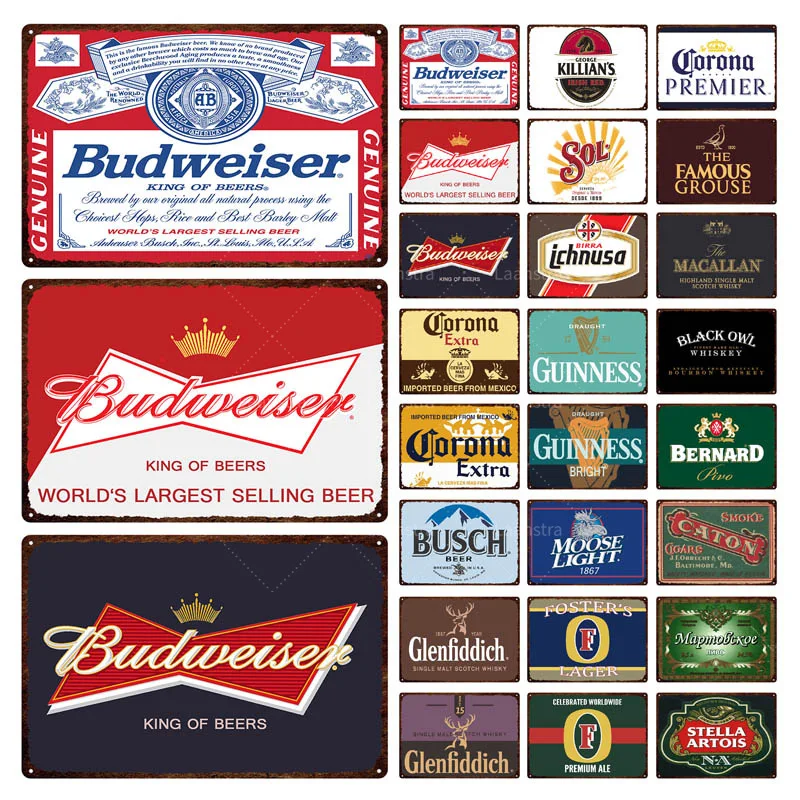 

Budweiser Beer Tin Sign Vintage Decorative Metal Sign Plaque Plate Retro Wall Decor Bar Pub Club Man Cave Beer Poster Gift A1