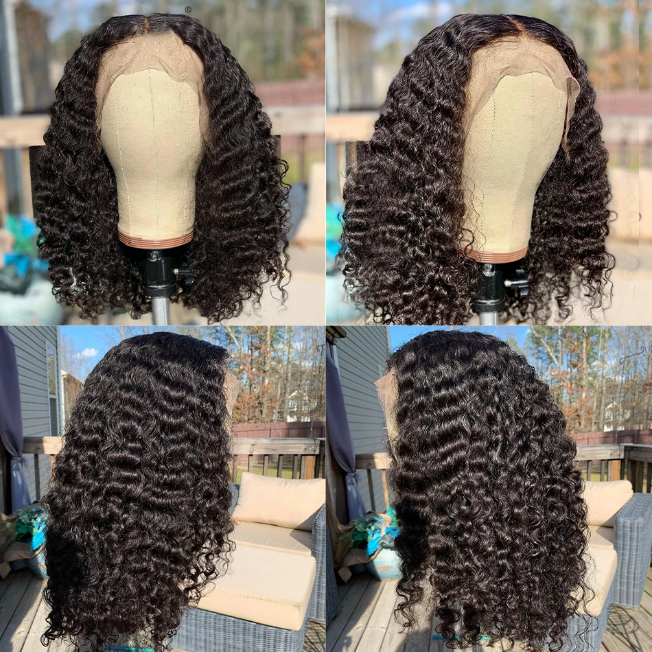 180% Плотность короткий Боб прозрачная T Часть Кружевной передний парик