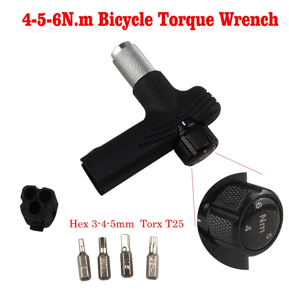 

Bicycle Torque Wrench 4-5-6Nm Torque Key Spanner Portable Mechanical Garage Tool Hex Torx Key Bike Professional Preset Torque