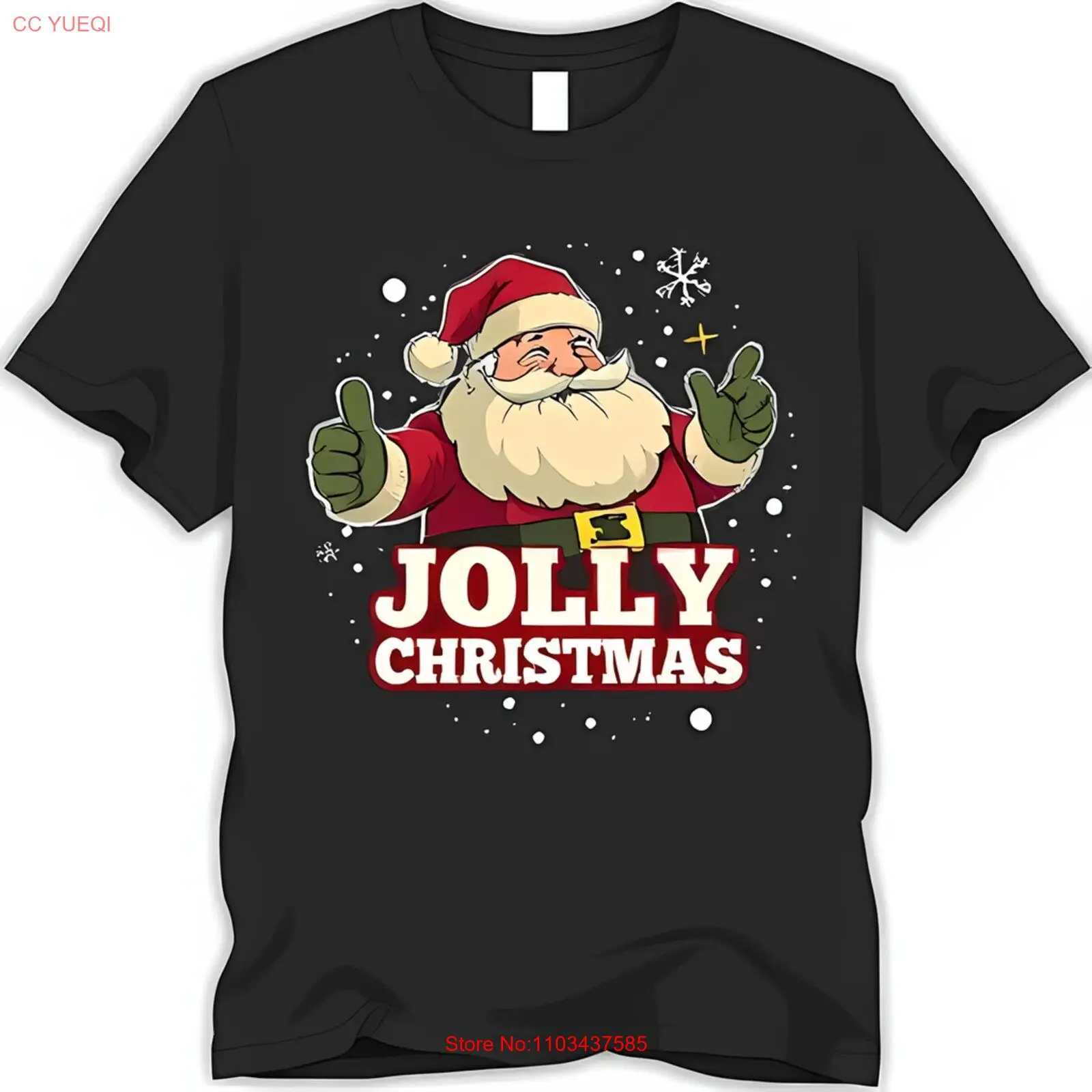 Черная футболка Веселый Санта-Клаус с праздничным рождественским дизайном со