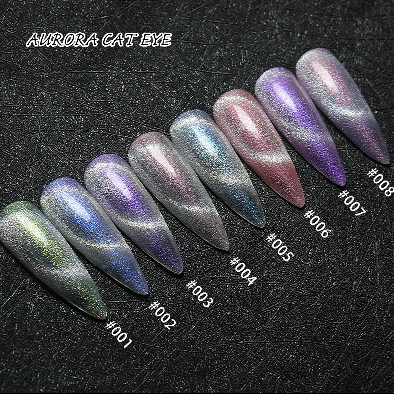 FN 8ML ​Reflective Cat Eye Magnetic  Rainbow Glitter Nail Polish Soak Off  UV Gel Sparkling Auroras Laser Nail Art