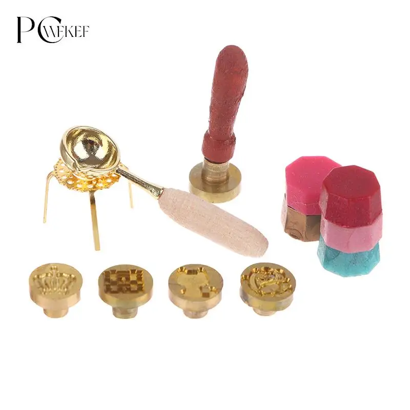 

1 Набор 1:12 миниатюрный восковой инструмент для кукольного домика Лаковая Ложка Ручка восковые гранулы w/коробка Модель Детская ролевая игрушка