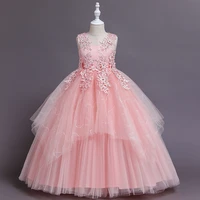real photo flower girl dresses for weddings pink long party gown for baby 2022 with lace applique jurk ballkleider