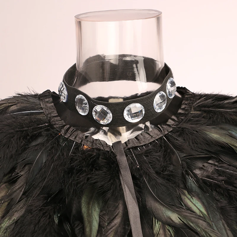 Fashion Fur Vest Peacock Feather Cape Coat Women Elegant Short Paragraph Shawl Dance Waistcoat High-grade Wrap Jacket Props