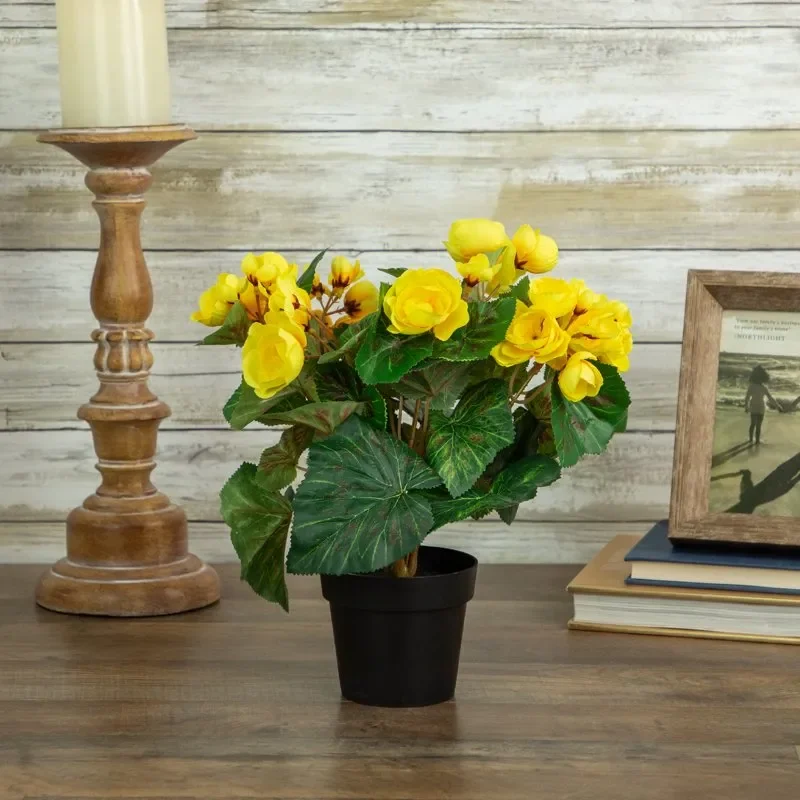 

Beautiful Yellow Potted Silk Begonia Spring Artificial Floral Arrangement,Stunning and Vibrant Decorative Display for Home Decor
