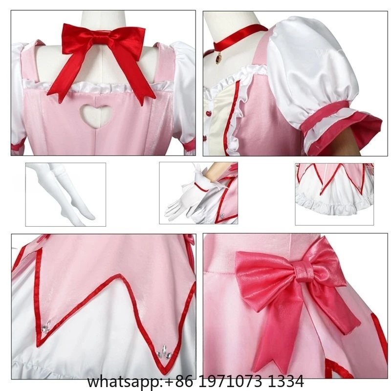Фото Костюм для косплея Puella Magi Madoka Magica: парик, подъюбник, туфли, розовое короткое бальное платье Канамэ Мадоки, униформа для вечеринки на Хэллоуин №4