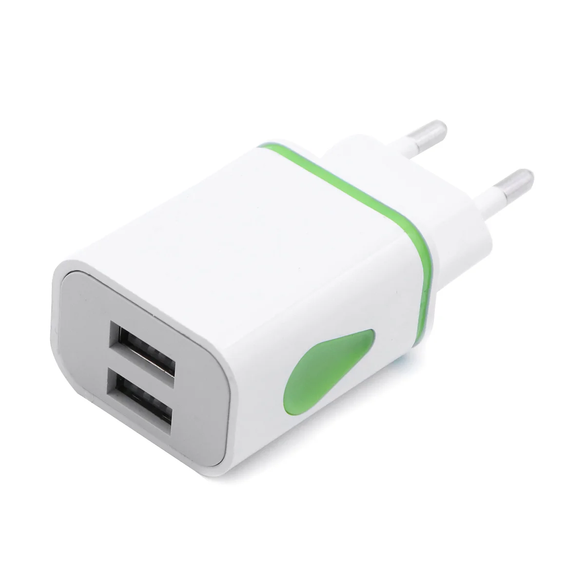 

Universal Home Travel Plug Water Drop Shape LED Light Dual USB Port Wall Adapter for Smartphones with EU Plug