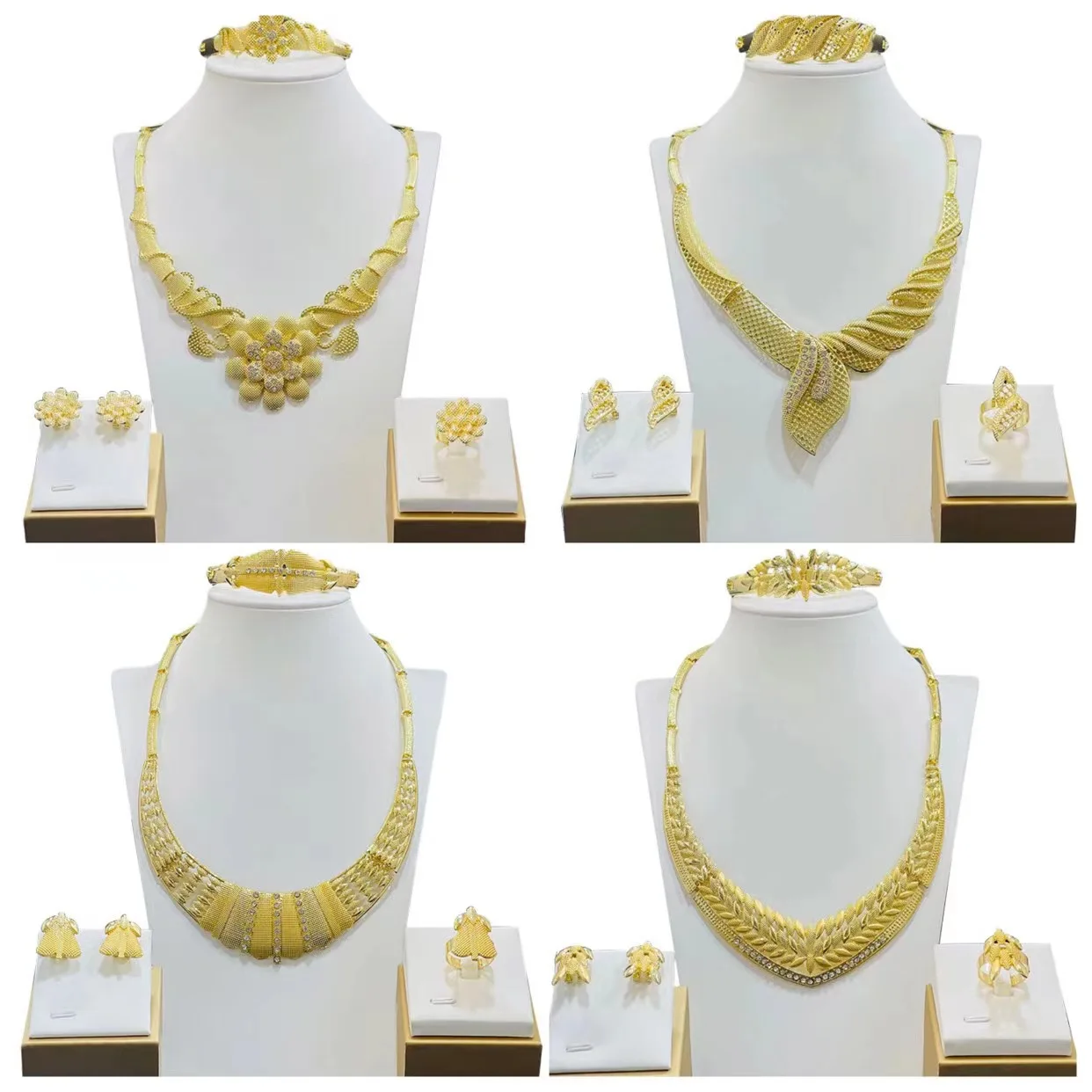 

Necklace Set for Women Dubai African 24K Gold Plated Jewelry Sets Bridal Earrings Rings Indian Nigerian Wedding Jewelery Gift