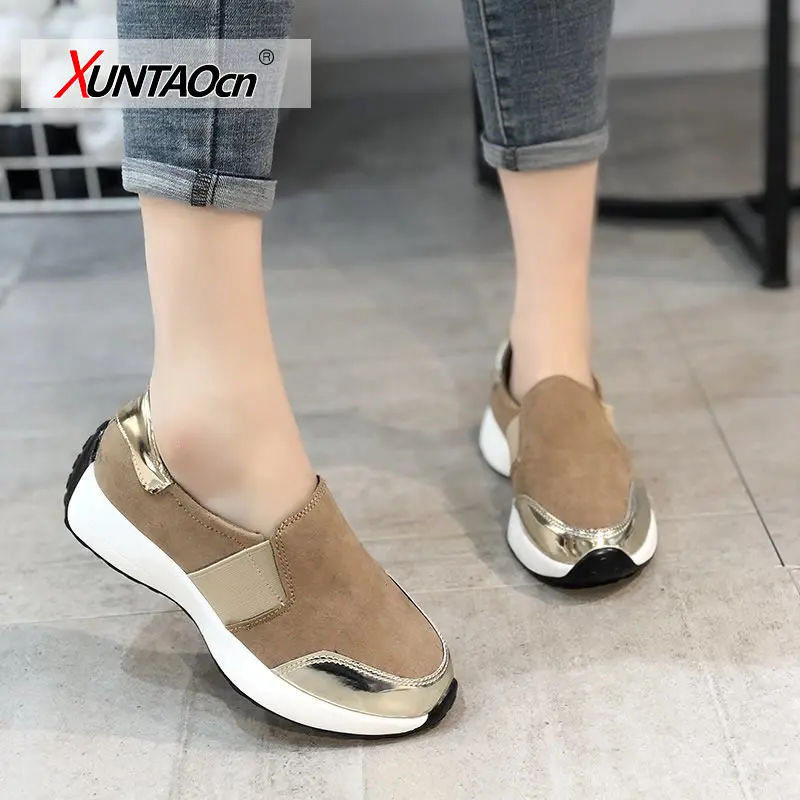 

Fashion Women Flats Sneakers Cut Out Suede Leather Moccasins Women Boat Shoes Platform Ballerina Ladies Casual Shoes