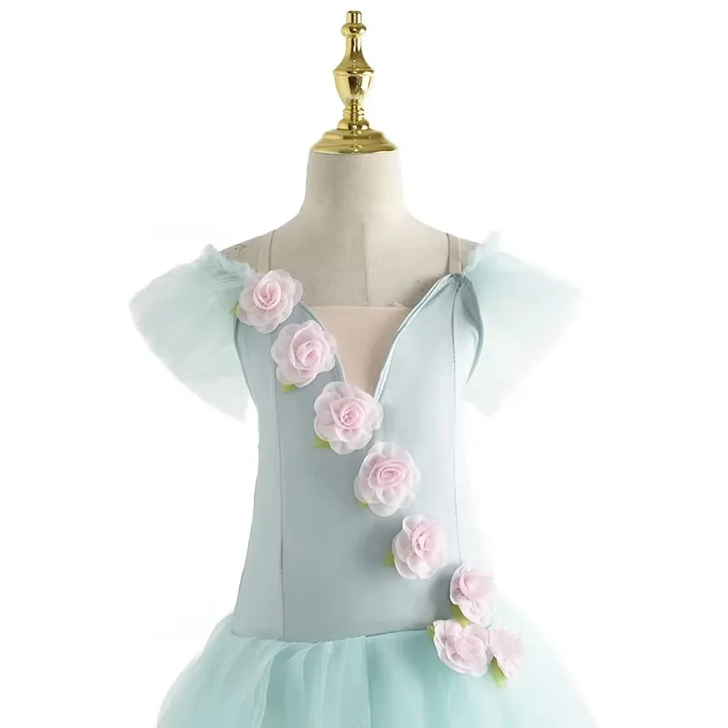 Зеленая балетная юбка-пачка для девочек одежда танцевальных выступлений