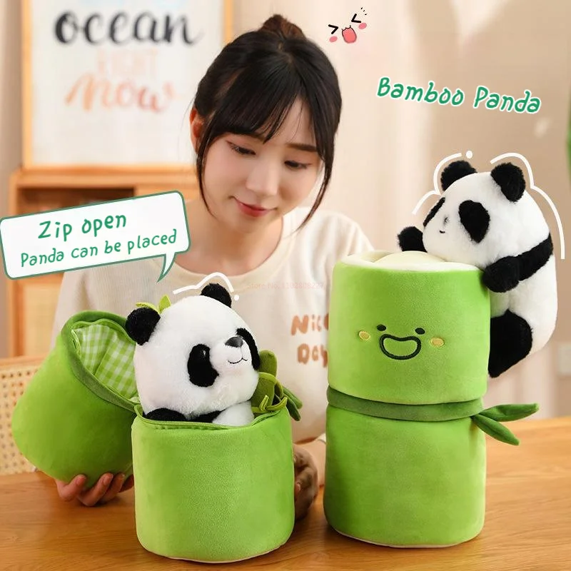 

25 см бамбуковая туба панда плюшевые игрушки креативные сувениры с национальным сокровищами в куклы плюшевые игрушки кукла кавайный подарок для детей