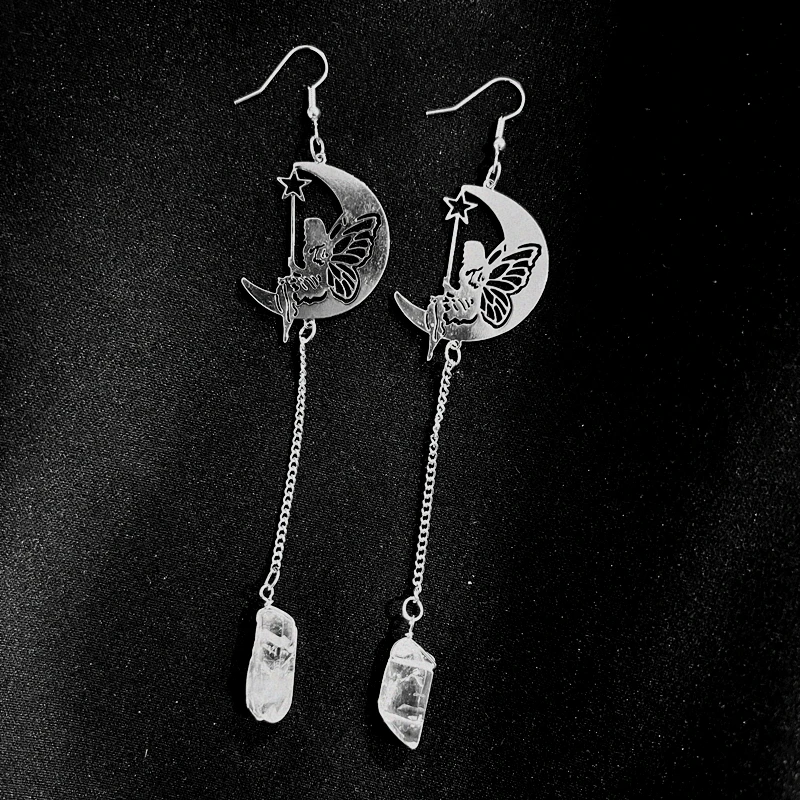 

Moon Fairy Crystal Earrings Aura quartz Witch Magic jewellery Healing crystals Earrings
