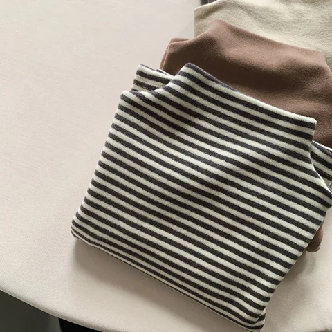 Детские теплые полосатые футболки из хлопка и полиэстера 1-6 лет