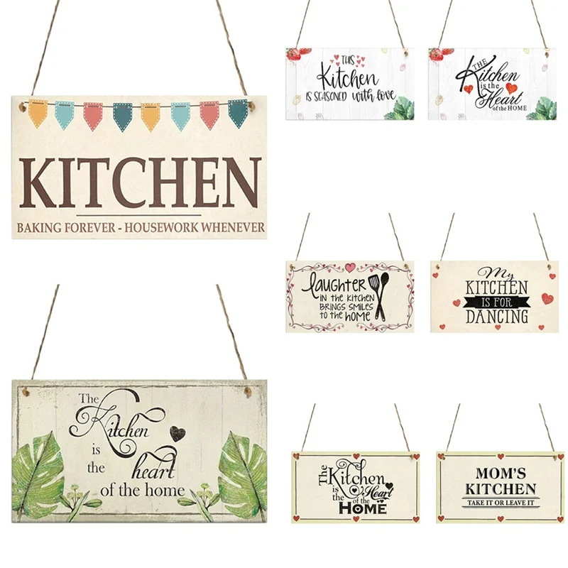 

Деревянные кухонные знаки с принтом, деревянные поделки, подвесное украшение, домашняя дверь, окно, настенное дерево, украшение, подвесной к...