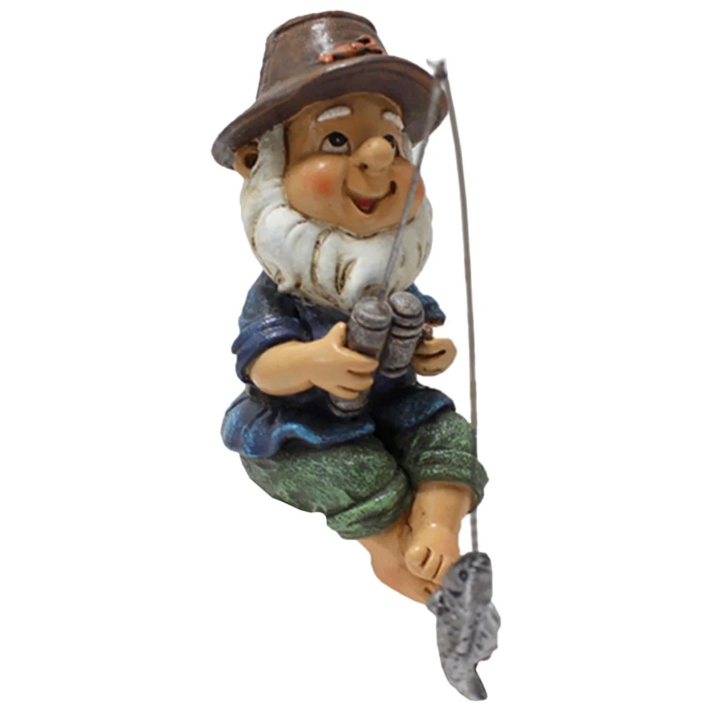 

Funny Delicate Decorative Resin Adorable Fishing Gnome Sculpture Garden Gnome Figure Fishing Gnome Statue Pool Side Gnome Statue
