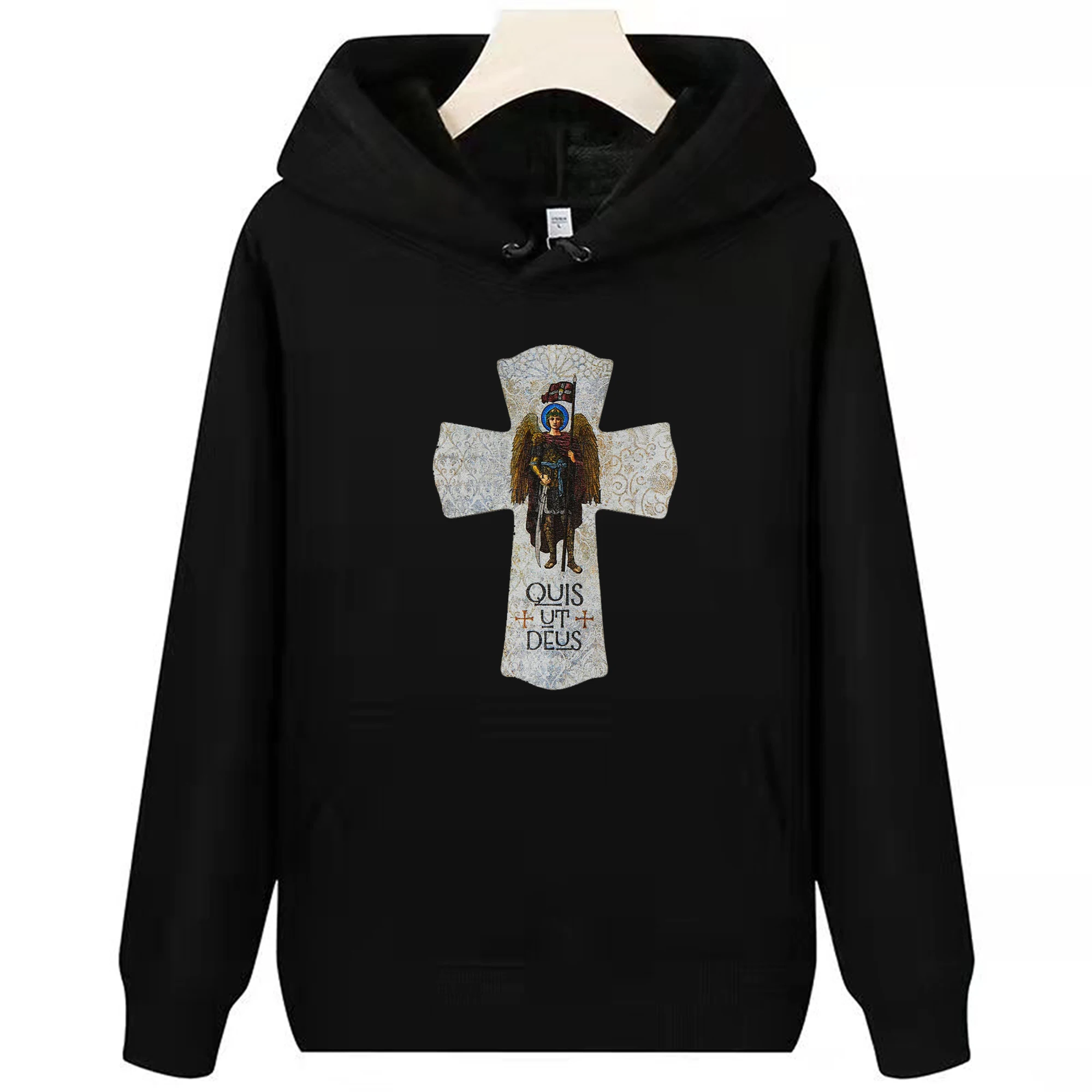 

Rare St Michael Prayer Catholic The Archangel Christian Cross Hoodie 100% Cotton Comfortable Casual Mens Fashion Streetwear