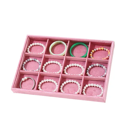 Розовый бархатный Органайзер-поднос для ожерелья, ювелирных изделий, колец, демонстрационный держатель для сережек, чехлы на выбор, оптовая продажа