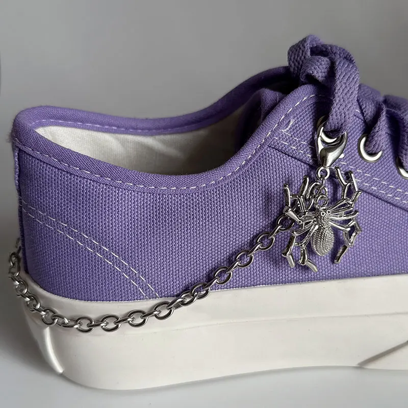 2PCS Punk Stainless Steel Chunky Chains Shoe Buckles Vintage Cute Transparent Bear Shoes Accessories Creative Jewelry Wholesale