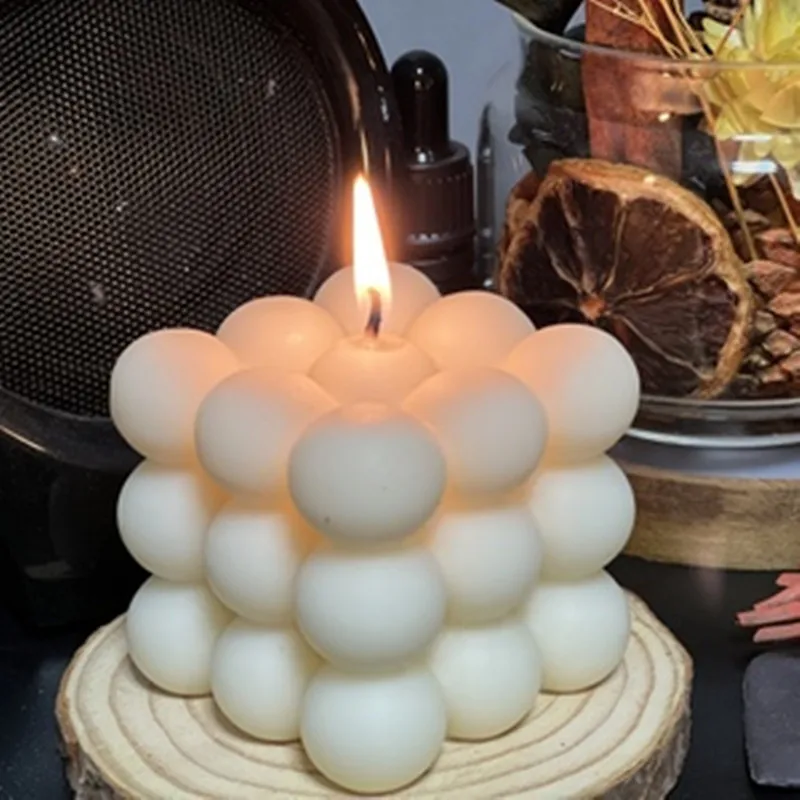 

3D Bubble Cube Candle Silicone Mould Home Decor Scented Candle Mould Handmade Chocolate Dessert Cake Baking Mould Tool