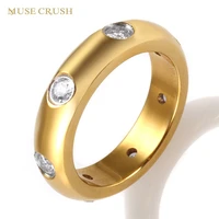 muse crush luxury stainless steel colorful shiny zircon ring love cz crystal ring for women men wedding rings jewelry