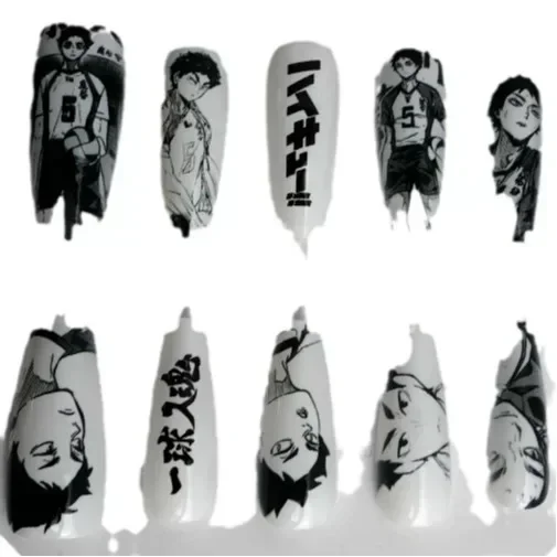 Искусственные ногти Oikawa Tooru Yu Nishinoya Kozume Kenma Shoyo Hinata Tobio Kageyama аниме Merch Мультфильм