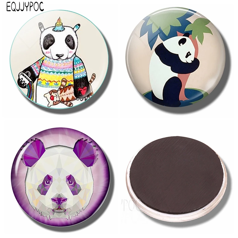 

Panda 30MM Fridge Magnet Animal Violet China National Treasures Glass Dome Magnetic Refrigerator Stickers Note Holder Home Decor
