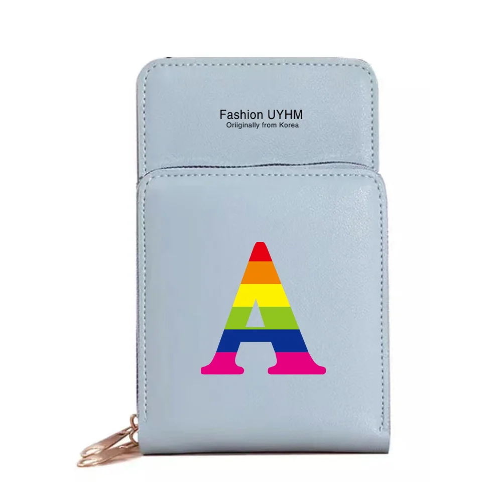 For Women's Bag Wallets Mobile Phone Bags Apple/Huawei/Xiaomi/Samsung Universal Cell Phone Pack Rainbow Letter Print Card Holder