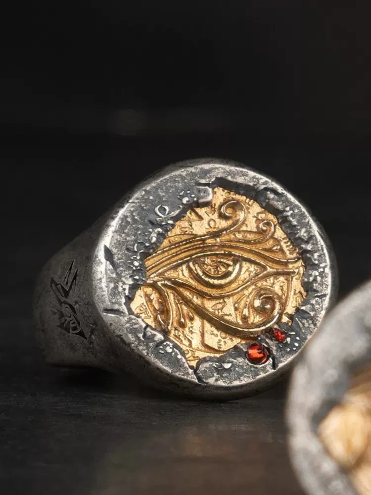 

Серебряное регулируемое кольцо на указательный палец, серебряное инкрустированное медное кольцо с сокровищами, серебряное кольцо с глазами, индивидуальная Настройка