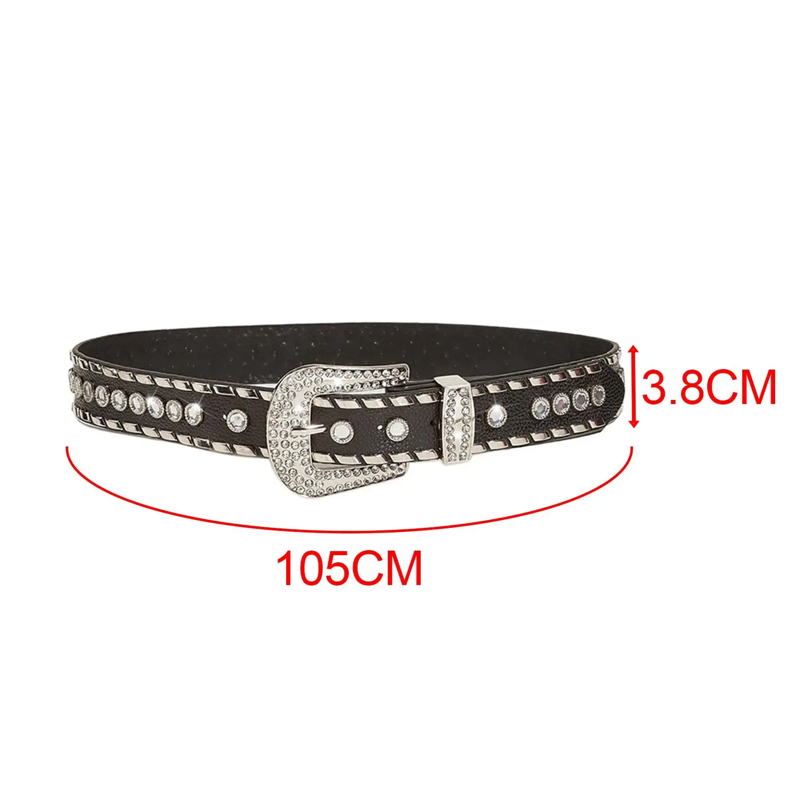 Width 3.8cm Pin Buckle Waistband Strap Prong Buckle Costume Accessories Adjustable 105cm PU Women Waist Belt for Casual Jeans