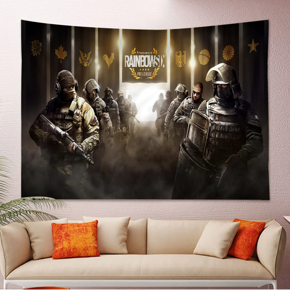 Game R-RainbowS-Sixs Tom C-Clancy Tapestry Art Printing Japanese Wall Anime Hanging Home Decor
