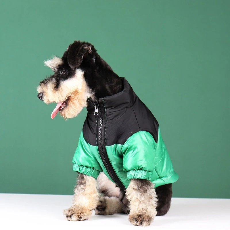 

Dog Costume Winter Solid ColorDog FaceLogo Thickened WarmDog Coat Schnauzer French Bulldog Outdoor Two Sleeves LuxuryDog Clothes