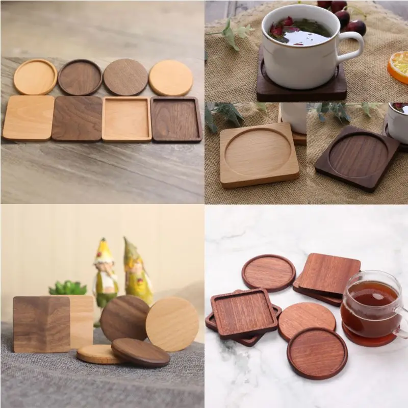 

Durable Wood Coasters Placemats Round Heat Resistant Drink Mat Table Tea Coffee Cup Pad Non-slip Cup Mat Insulation Pad Dropship