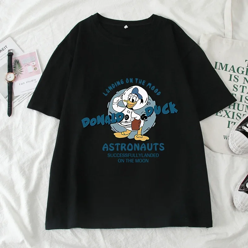 2025 милая женская футболка Kawaii черные топы женские повседневные с круглым вырезом