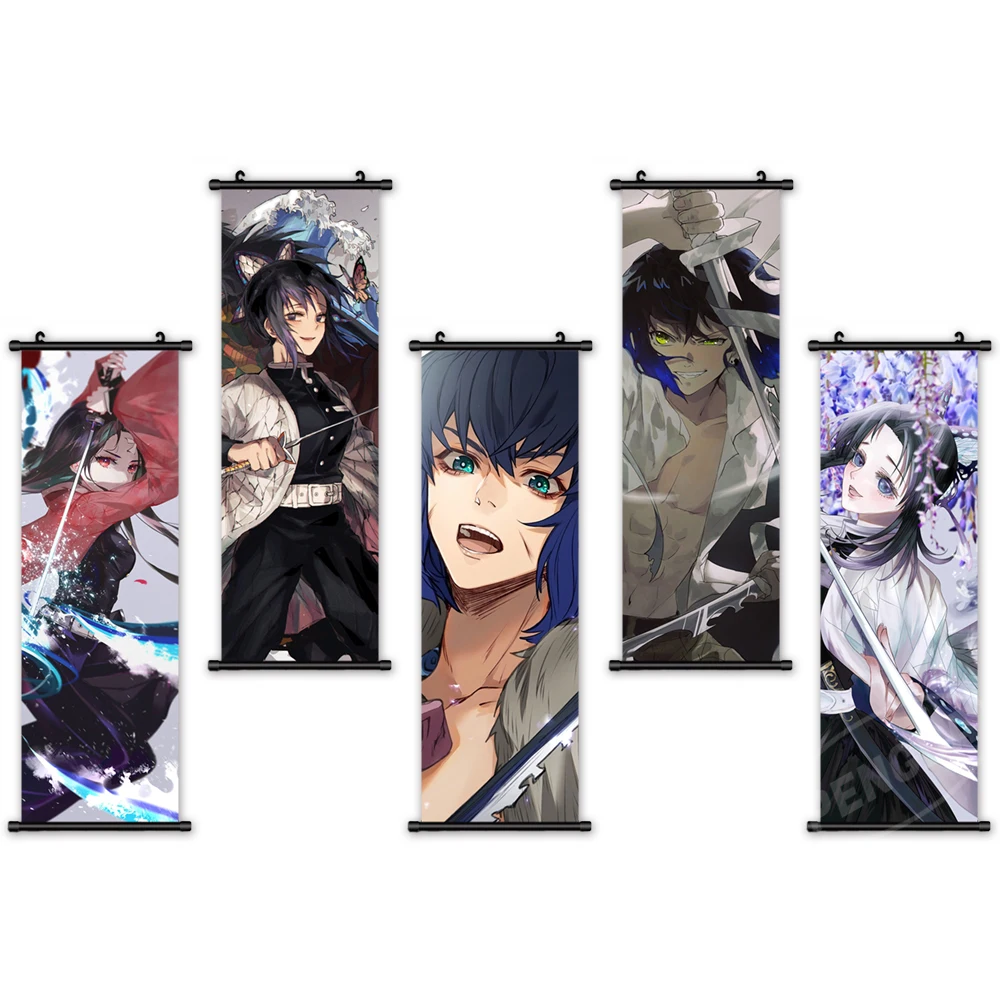 

Demon Slayer Wall Art Pictures Mural Poster Kochou Shinobu Plastic Scroll Classic Anime Hanging Painting Canvas Print Home Decor