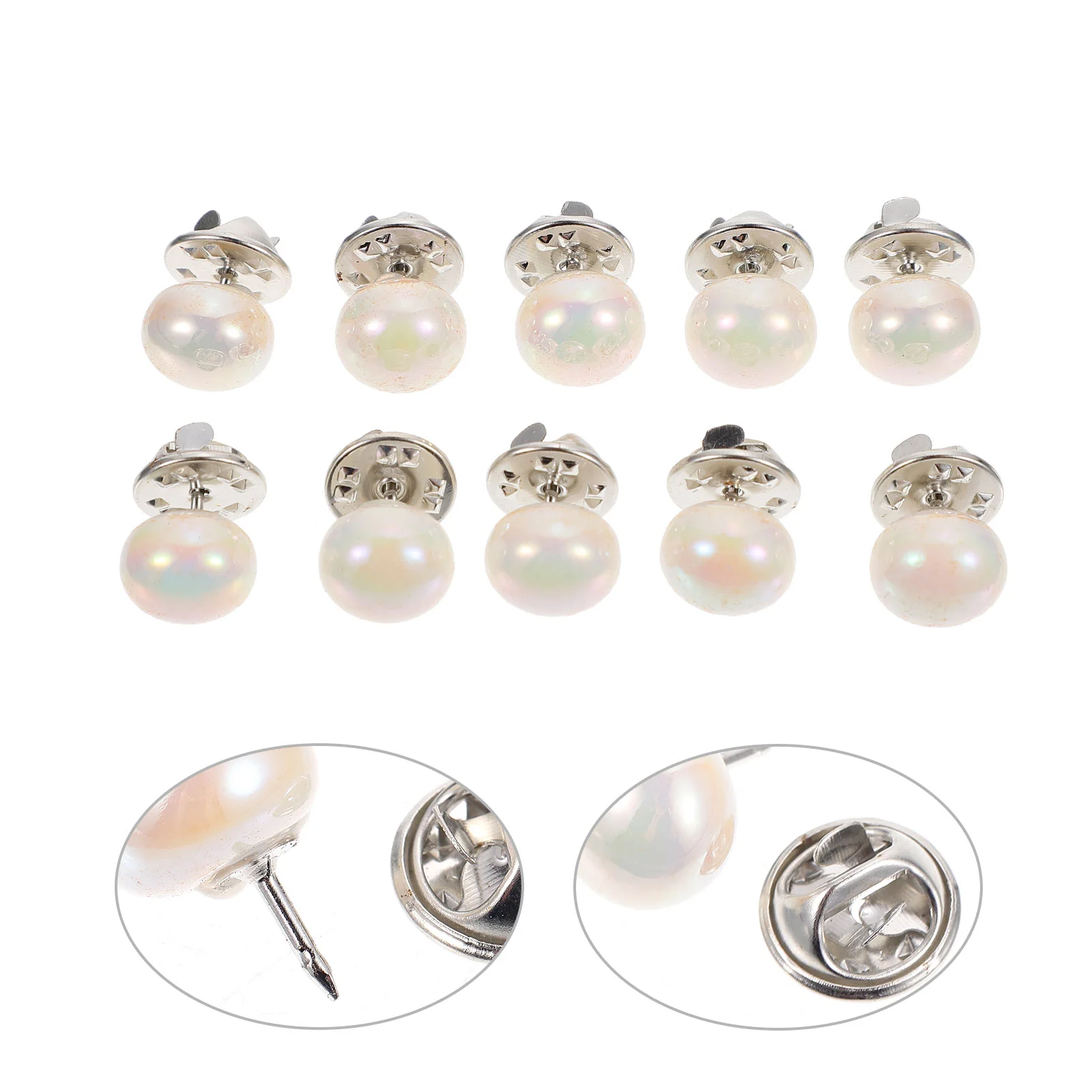

10 Pcs Rhinestone Buttons Faux Pearl Alloy Brooch Trendy Dresses White Brooches Girl Accessories Anti-explosion Buckle