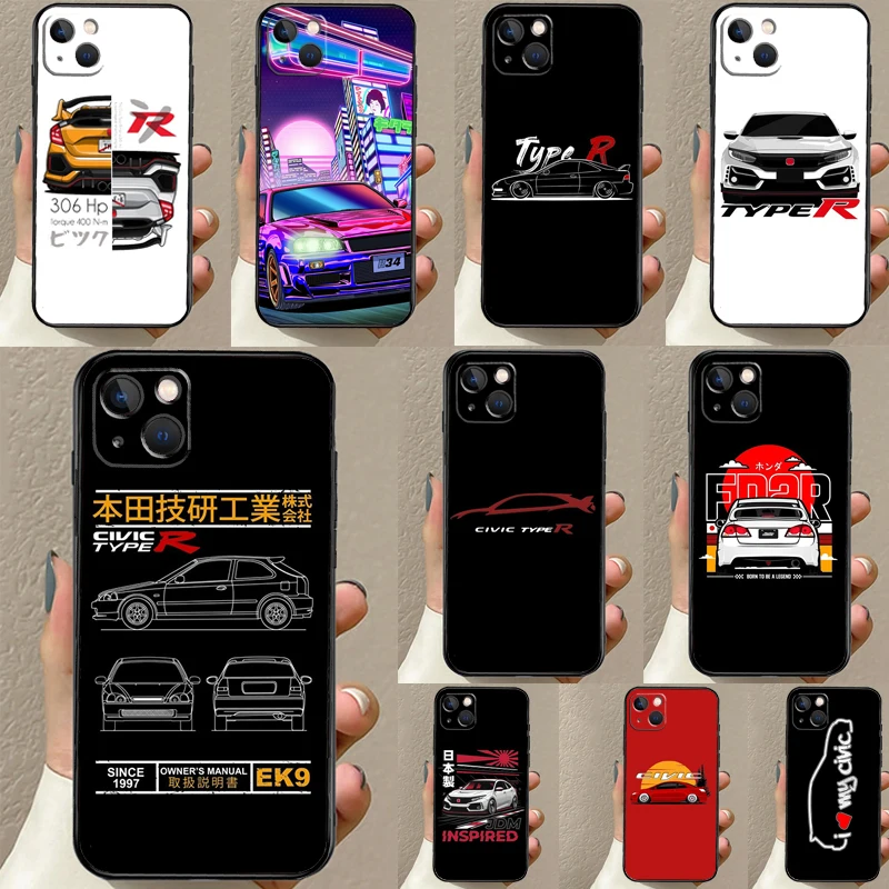 Чехол JDM Type R для iPhone 14 11 12 13 Pro Max Mini SE 2020 6S 7 8 Plus X XS Max XR Чехол JDM Type R для iPhone 14 11 12 13 Pro Max Mini SE 2020 6S 7 8 Plus X XS Max XR